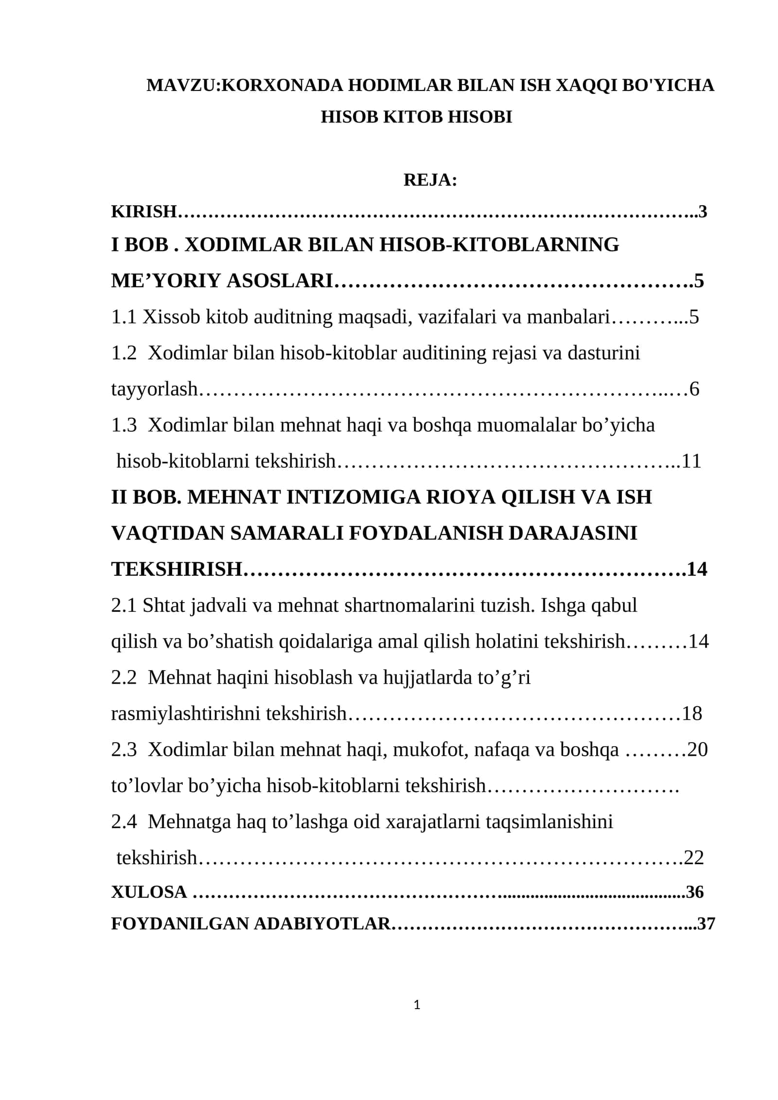 KORXONADA HODIMLAR BILAN ISH XAQQI BO'YICHA HISOB KITOB HISOBI