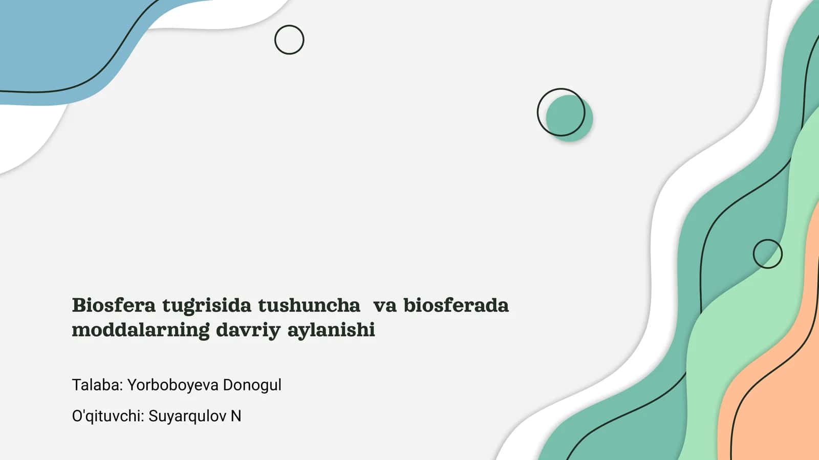 Biosferada moddalarning davriy aylanishi