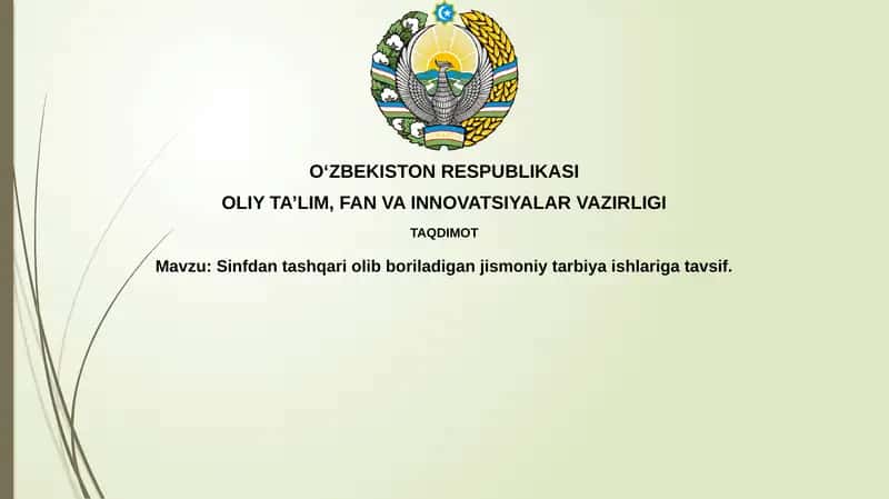 Sinfdan tashqari olib boriladigan jismoniy tarbiya ishlariga tavsif