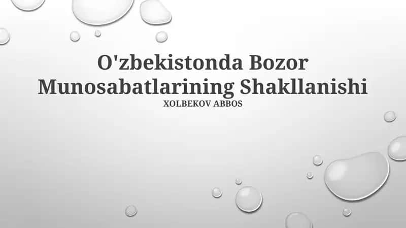 O'zbekistonda Bozor Munosabatlarining Shakllanishi