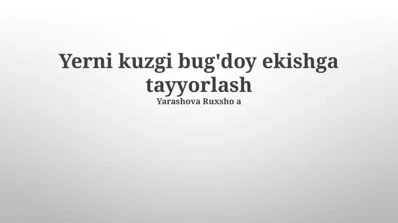 Kuzgi bug'doy ekish