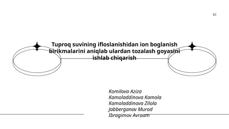 Tuproq suvining ifloslanishidan ion boglanish birikmalarini aniqlab ulardan tozalash goyasini ishlab chiqarish
