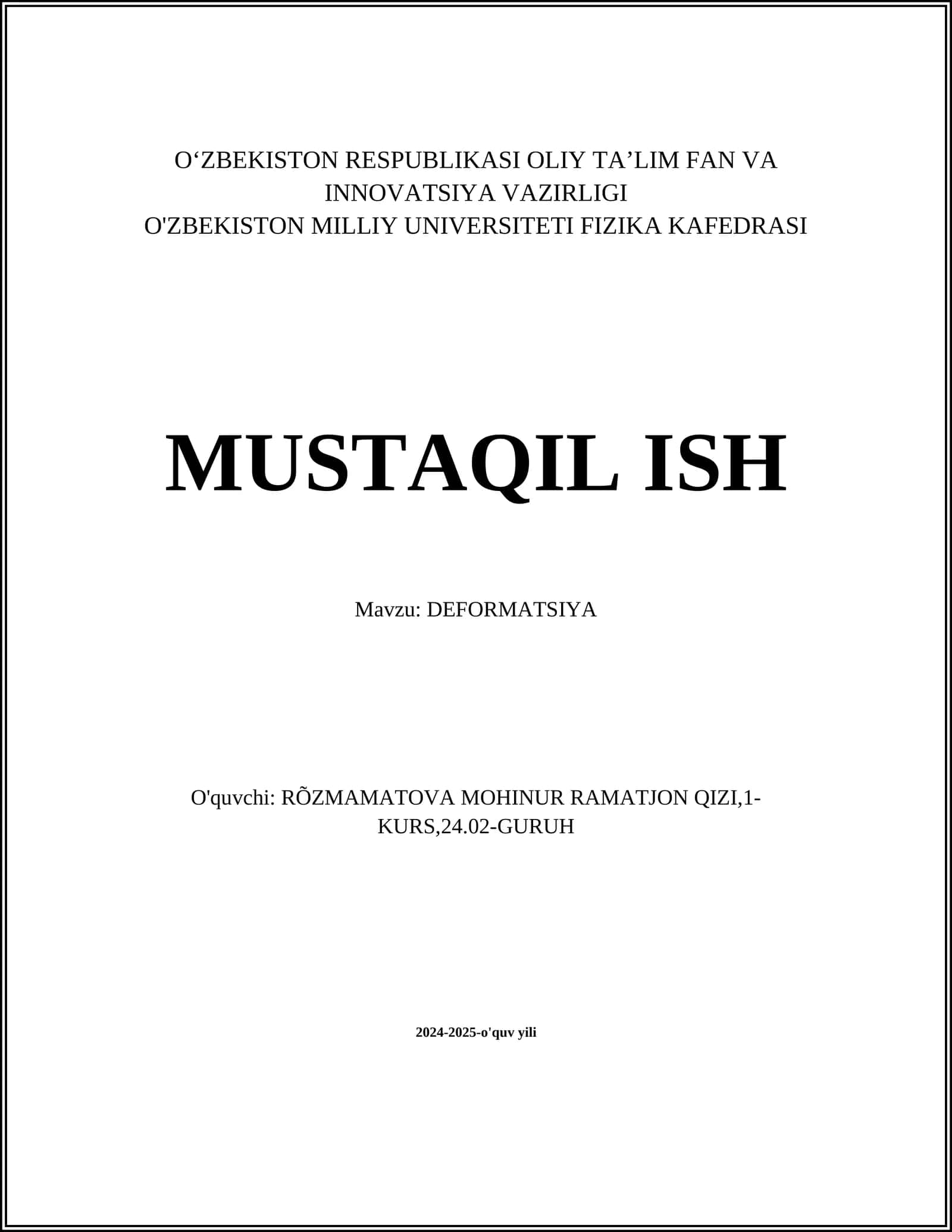 DEFORMATSIYA