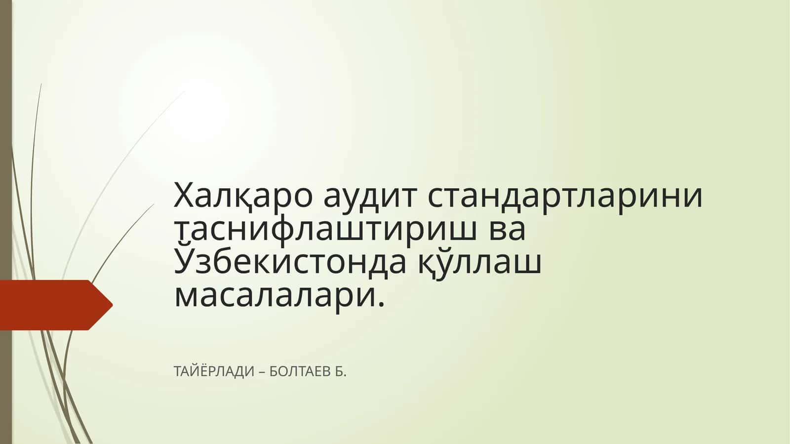 Халқаро аудит стандартларини таснифлаштириш ва Ўзбекистонда қўллаш масалалари