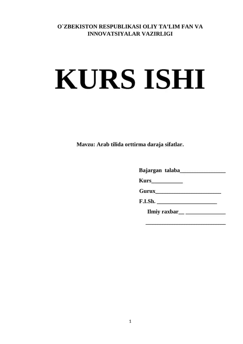 Arab tilida orttirma daraja sifatlar