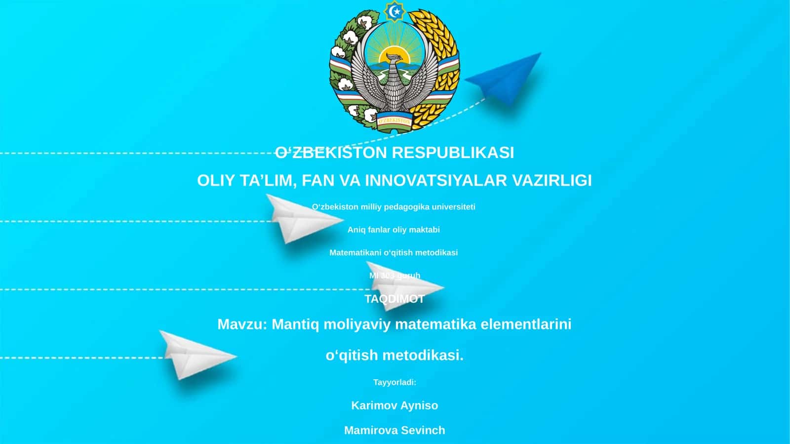 Mantiq moliyaviy matematika elementlarini oʻqitish metodikasi