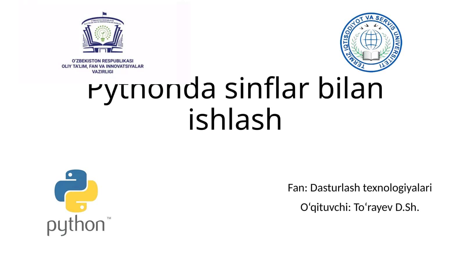 Pythonda sinflar bilan ishlash