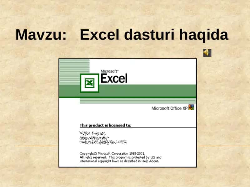 Excel dasturi haqida