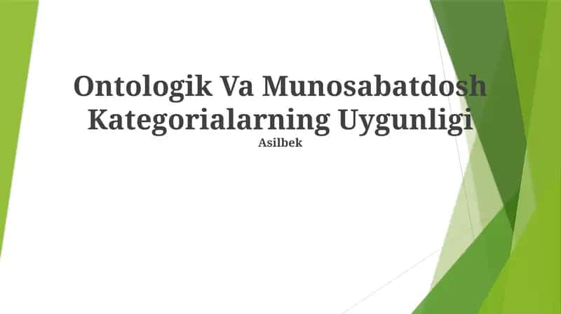 Ontologik Va Munosabatdosh Kategorialarning Uygunligi