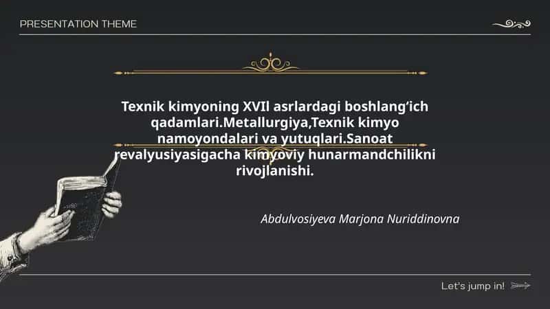 Texnik kimyoning XVII asrlardagi boshlangʻich qadamlari