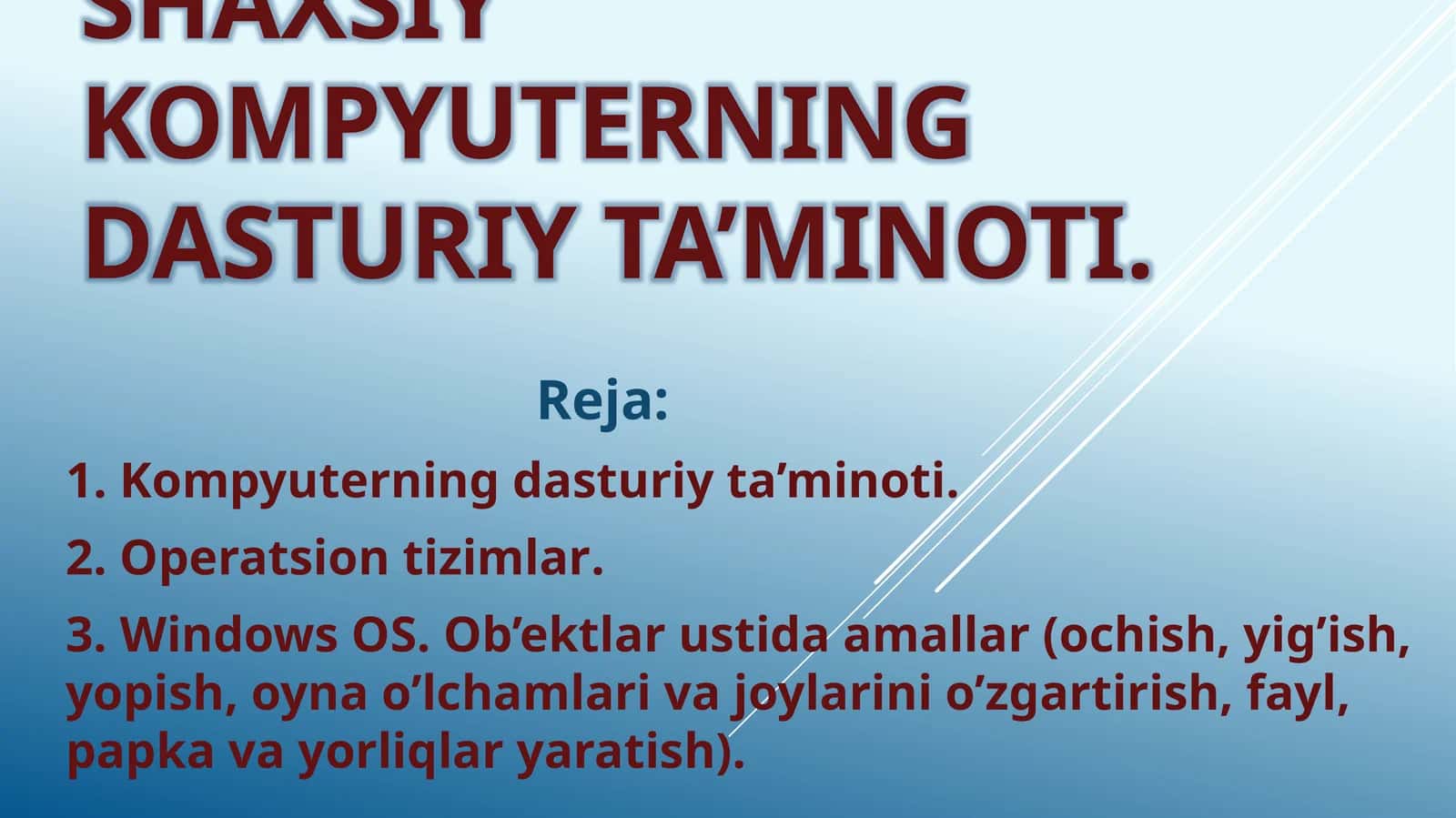 Kompyuterning dasturiy ta’minoti