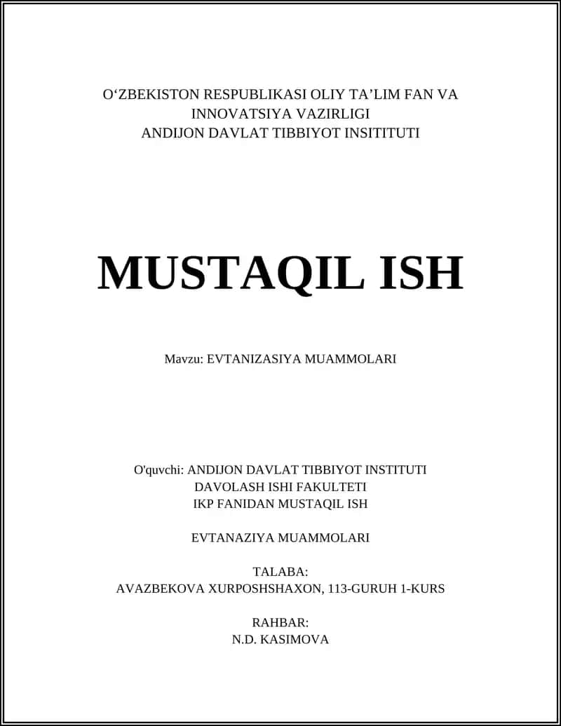 EVTANIZASIYA MUAMMOLARI