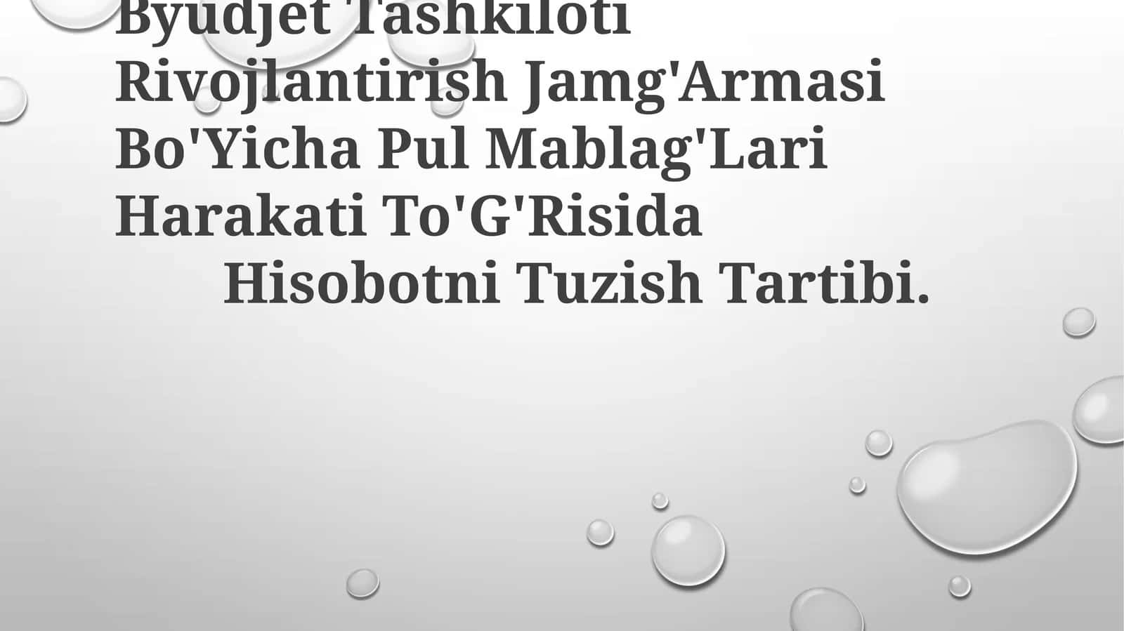 Byudjet Tashkiloti Rivojlantirish Jamg'Armasi Bo'Yicha Pul Mablag'Lari Harakati To'G'Risida Hisobotni Tuzish Tartibi