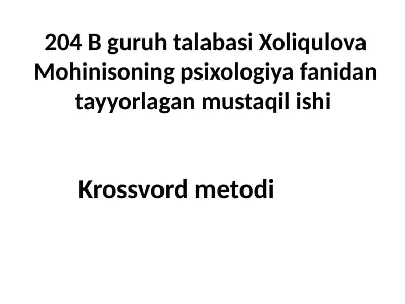 Krossvord metodi
