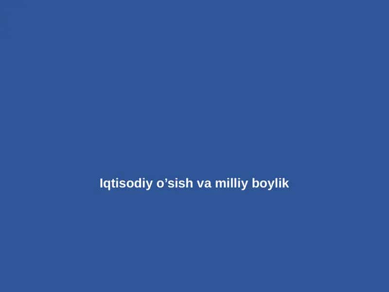 Iqtisodiy oʻsish va milliy boylik