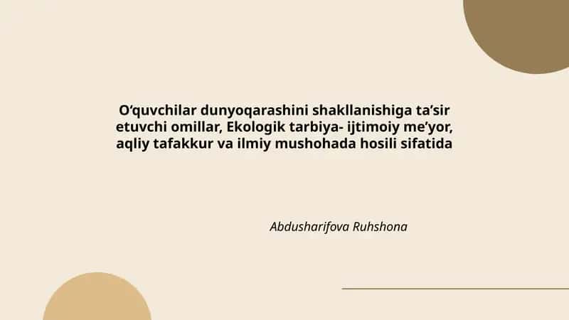 O‘quvchilar dunyoqarashini shakllanishiga ta’sir etuvchi omillar