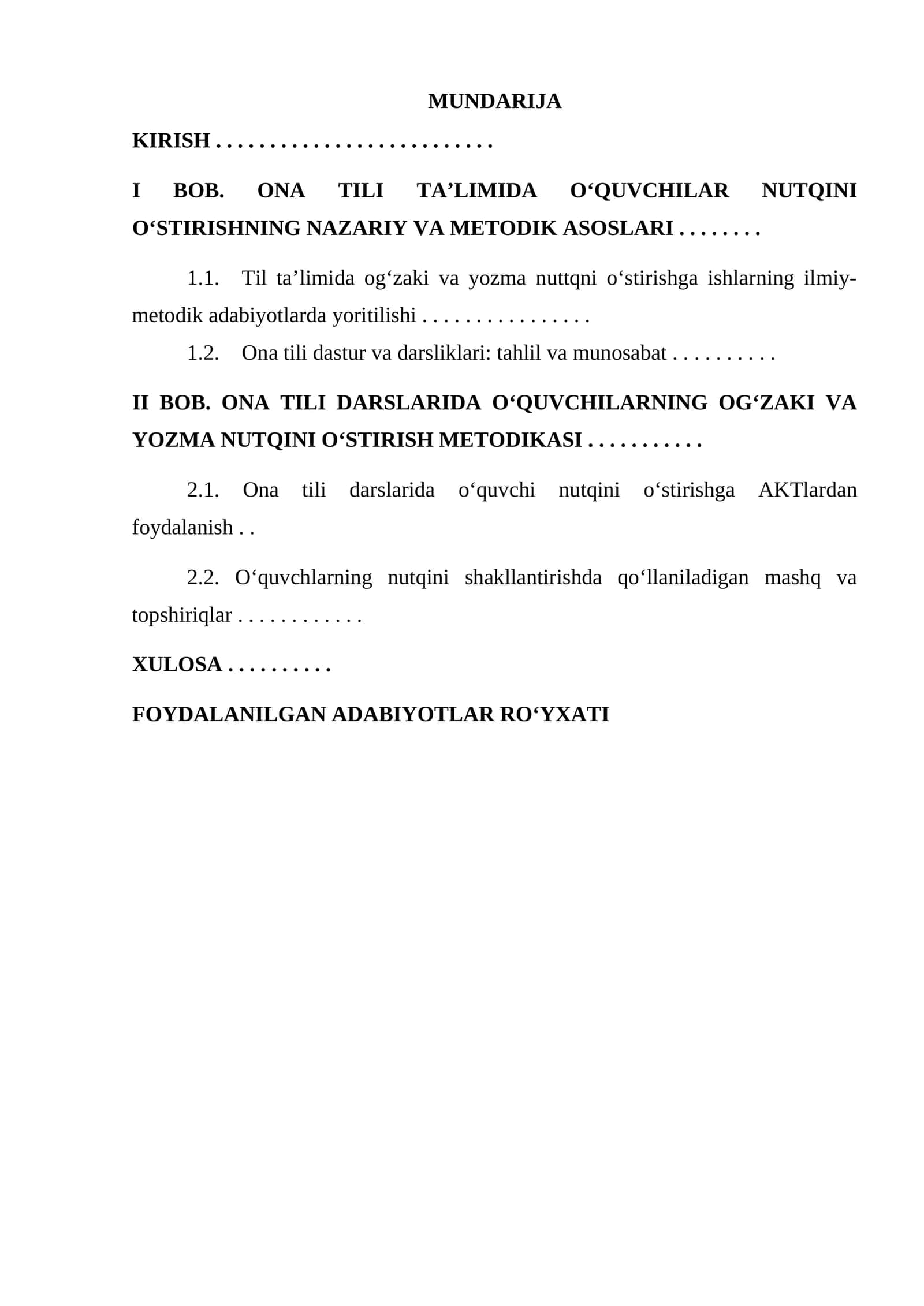 Ona tili ta’limida o‘quvchilar nutqini o‘stirishning nazariy va metodik asoslari