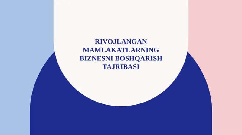 Rivojlangan mamlakatlarning biznesni boshqarish tajribasi