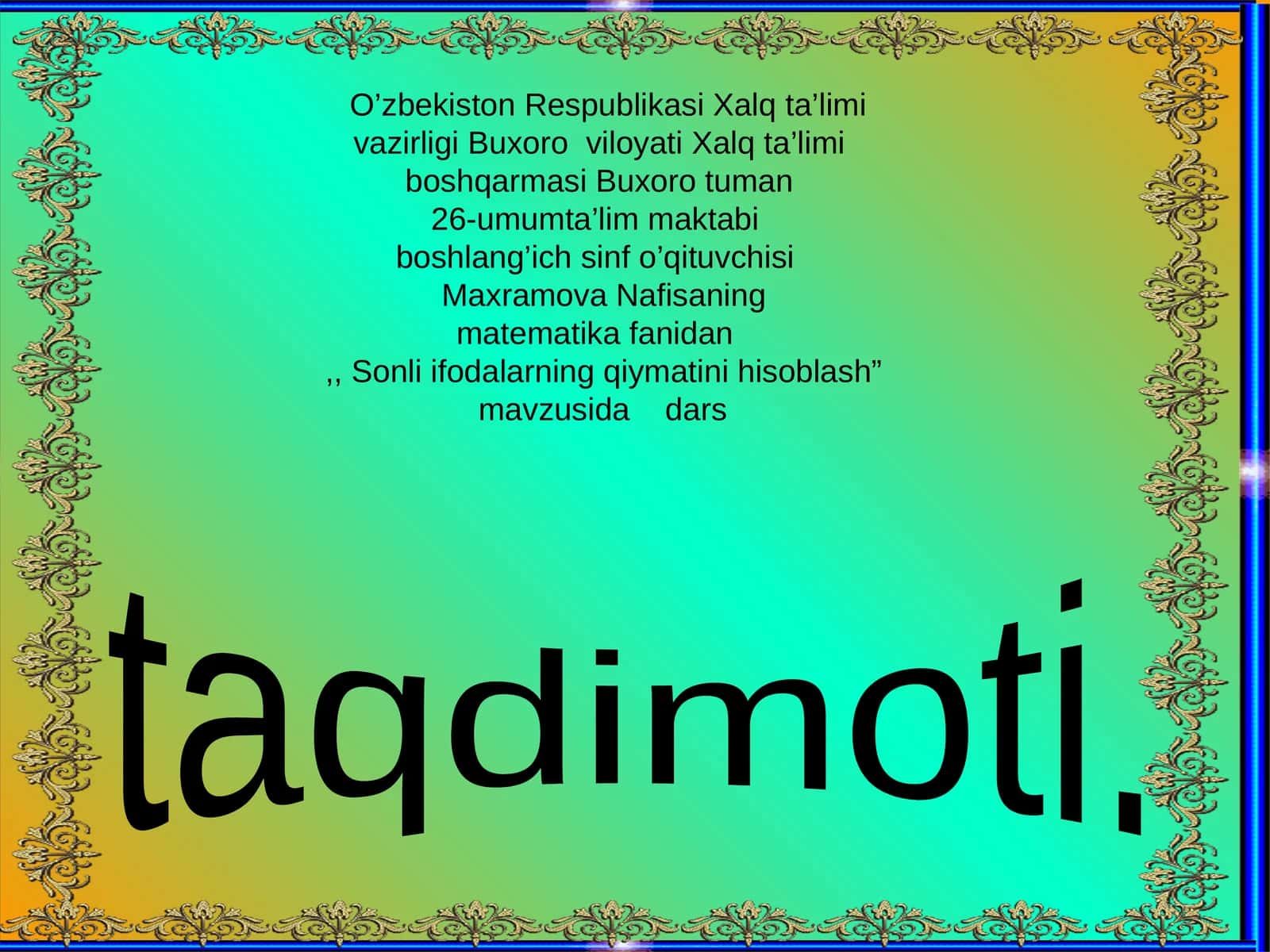 "Sonli ifodalarning qiymatini hisoblash"