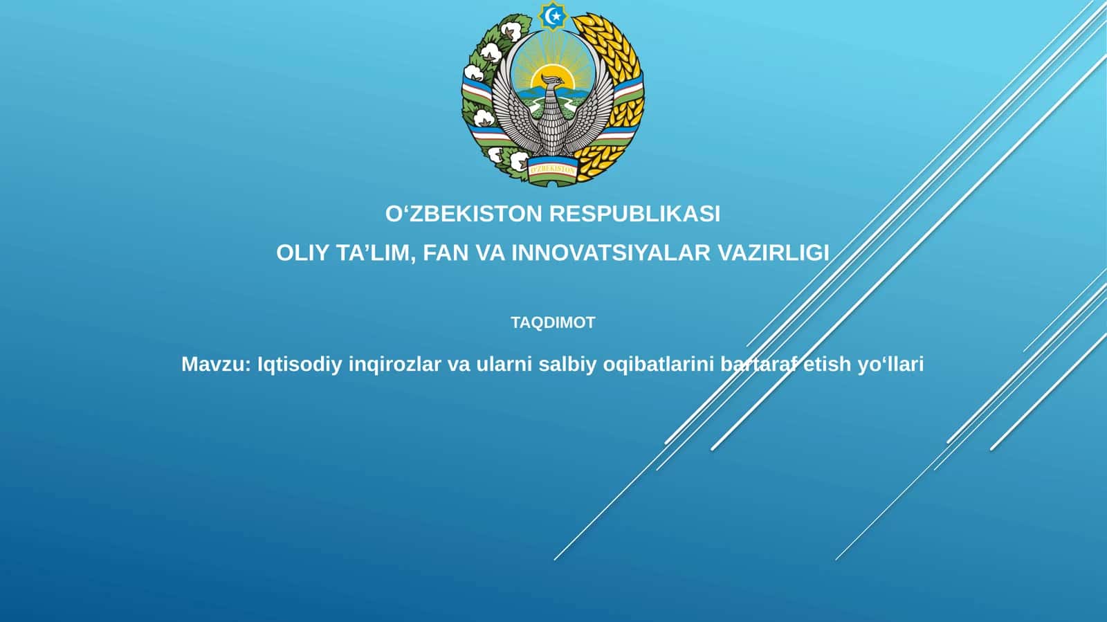 Iqtisodiy inqirozlar va ularni salbiyoqibatlarini bartaraf etish yoʻllari