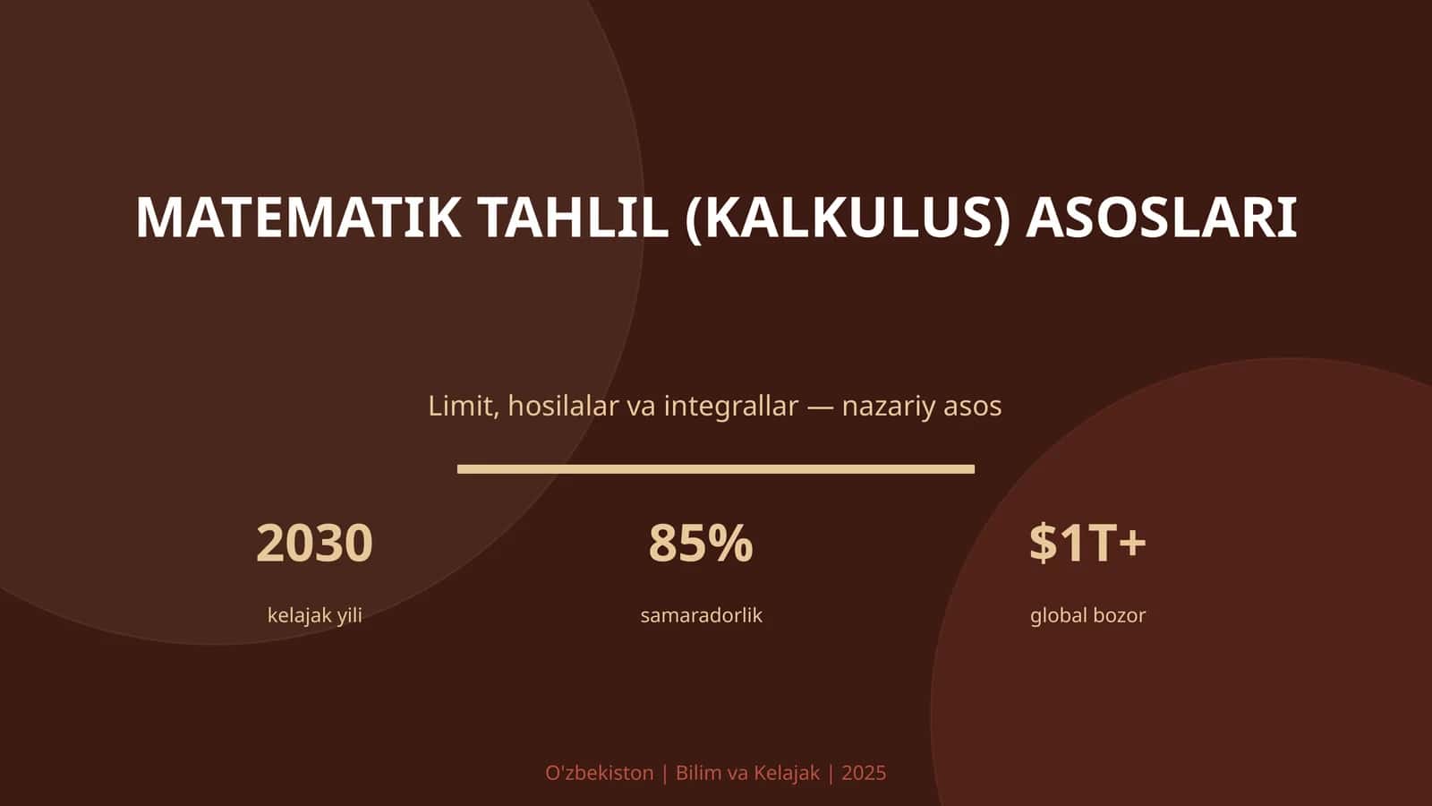 MATEMATIK TAHLIL (KALKULUS) ASOSLARI