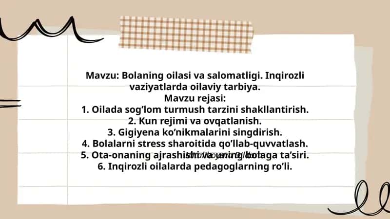 Bolaning oilasi va salomatligi