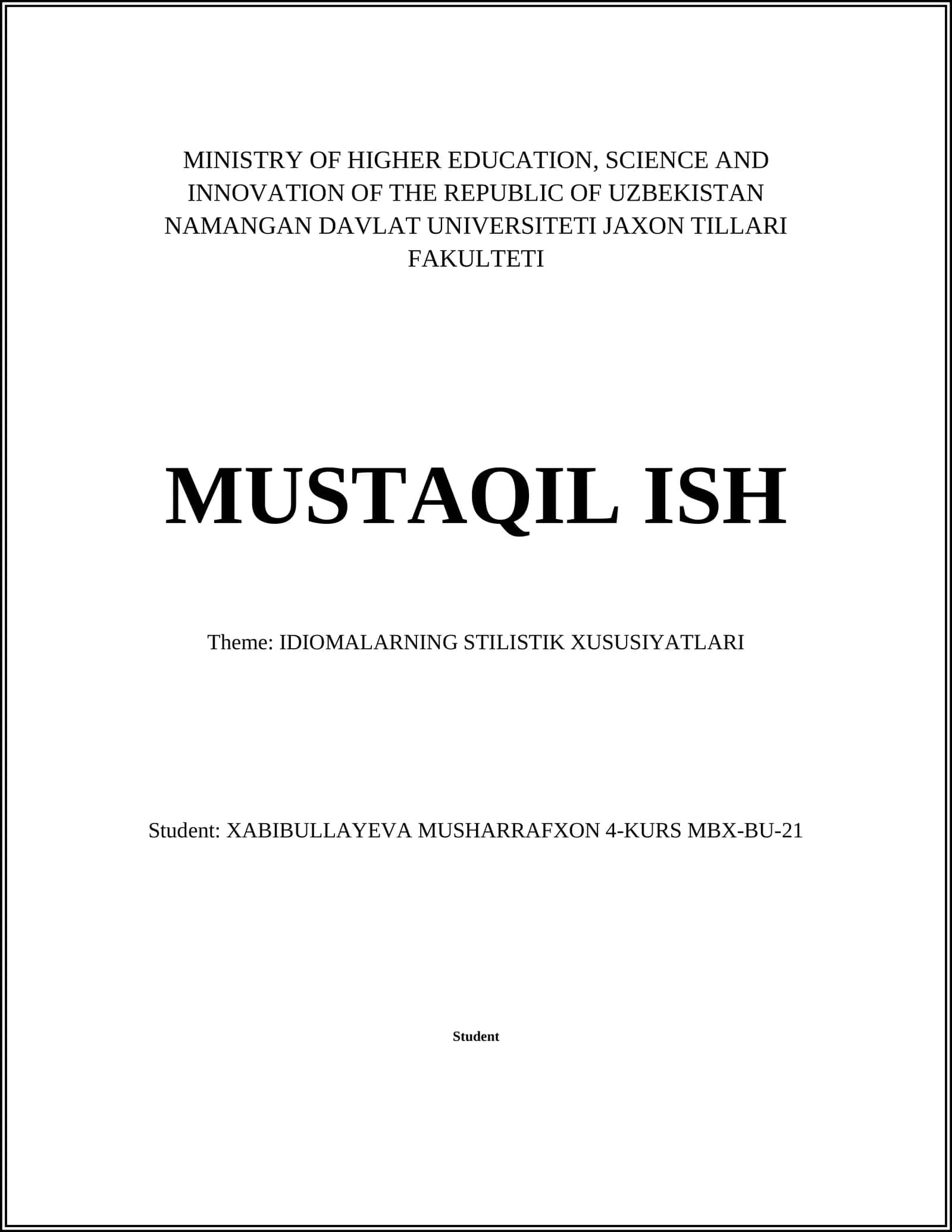 IDIOMALARNING STILISTIK XUSUSIYATLARI