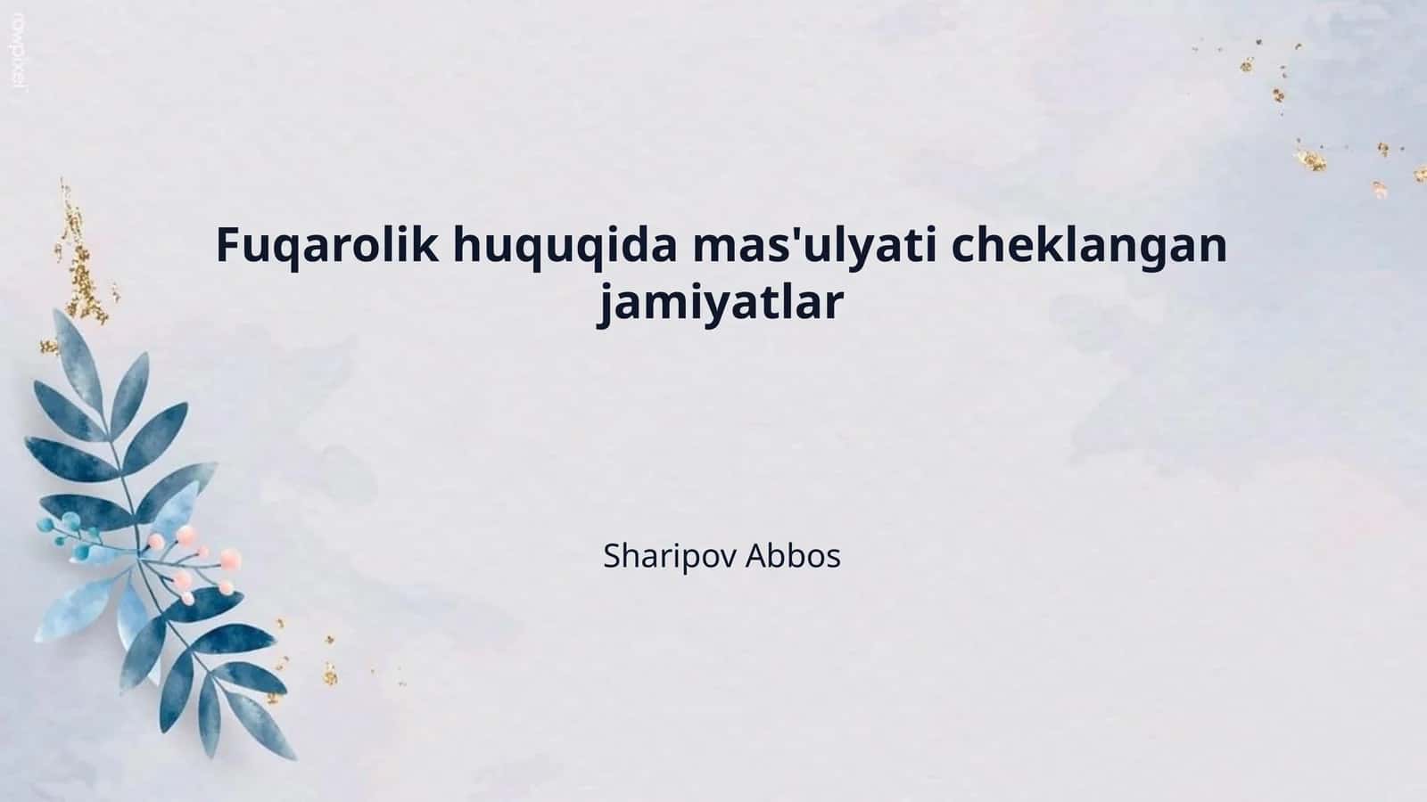 Fuqarolik huquqida mas'ulyati cheklangan jamiyatlar