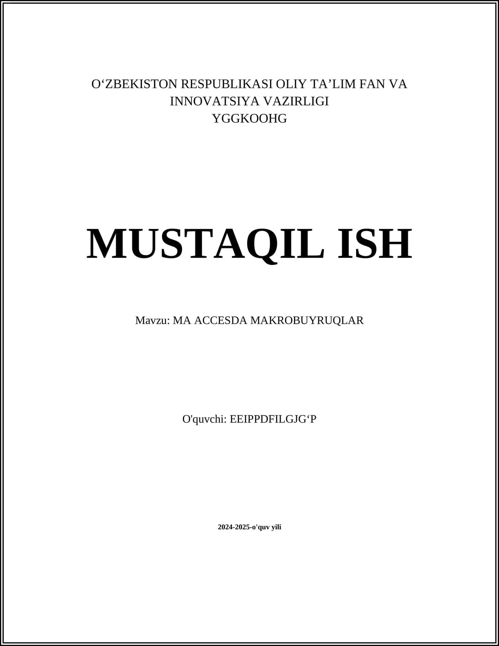 MA ACCESDA MAKROBUYRUQLAR
