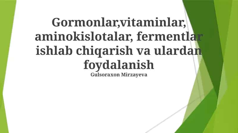 Fermentlar ishlab chiqarish va ulardan foydalanish