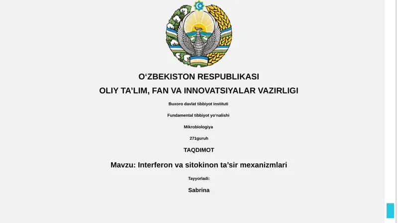 Interferon va sitokinlar ta'siri