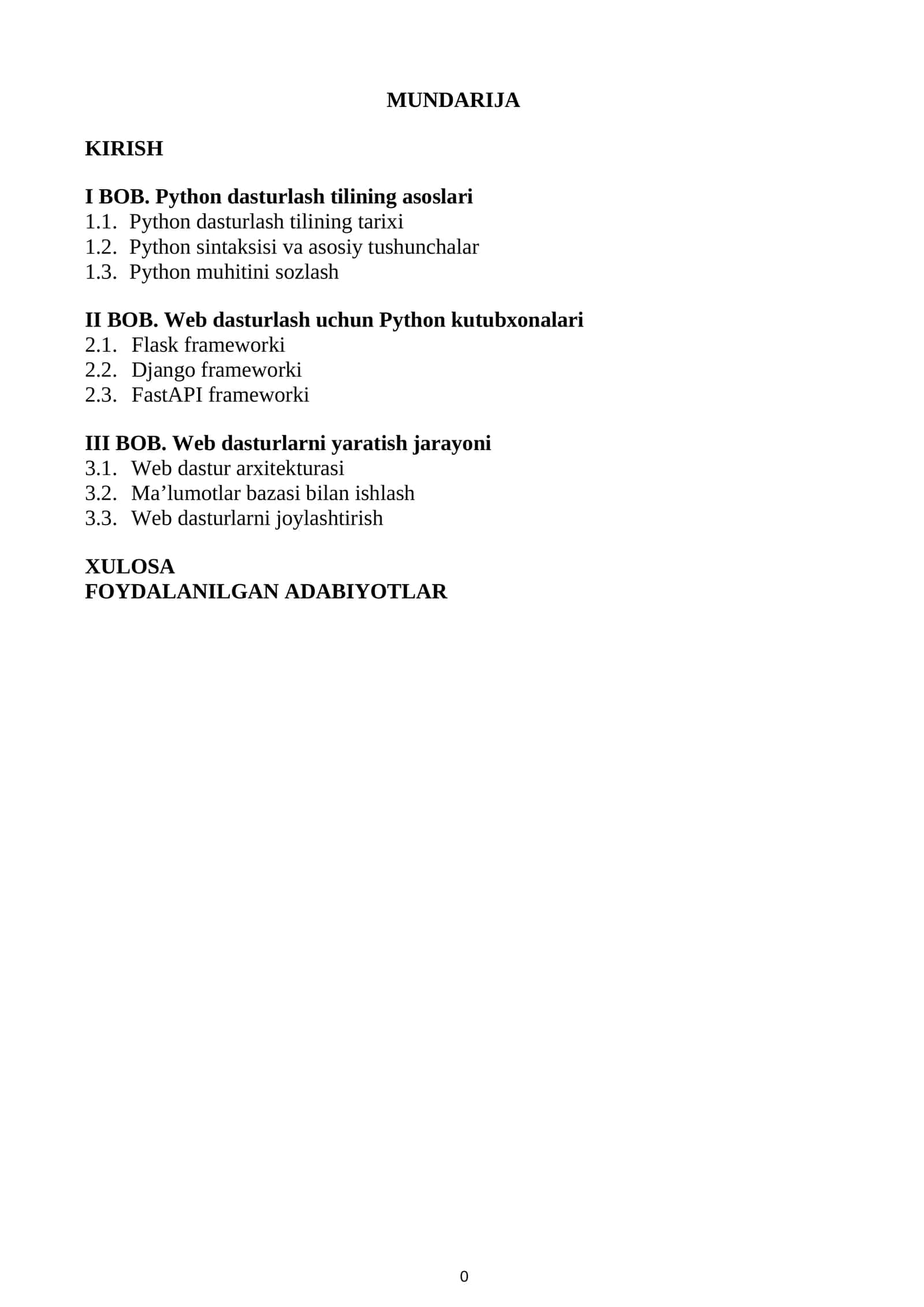 Python dasturlash tilida web dasturlar tuzish
