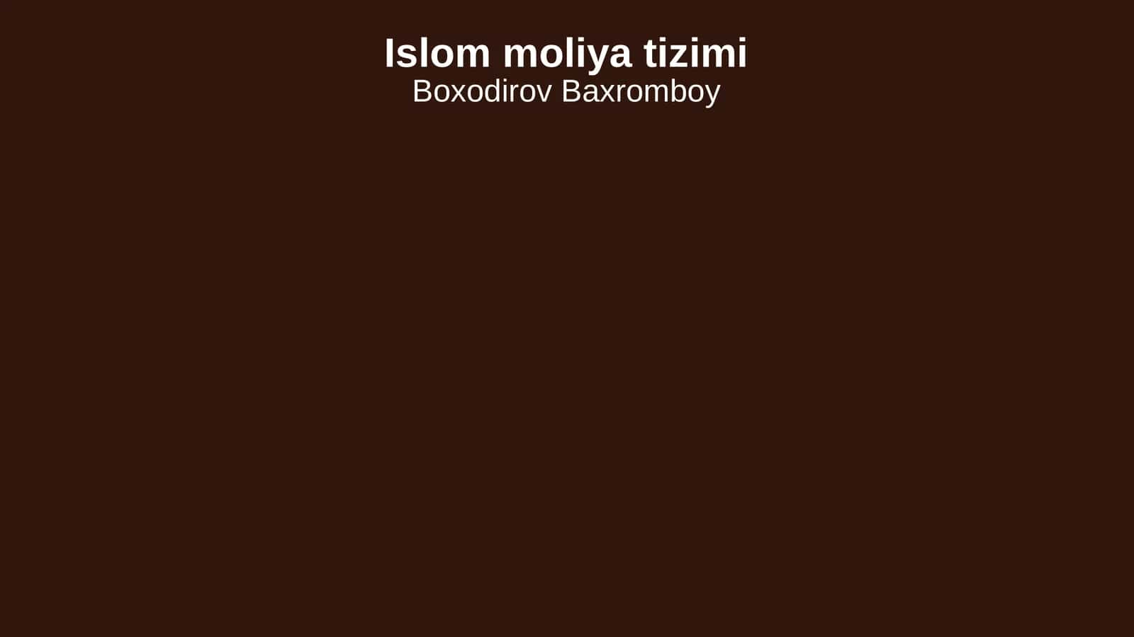 Islom moliya tizimi