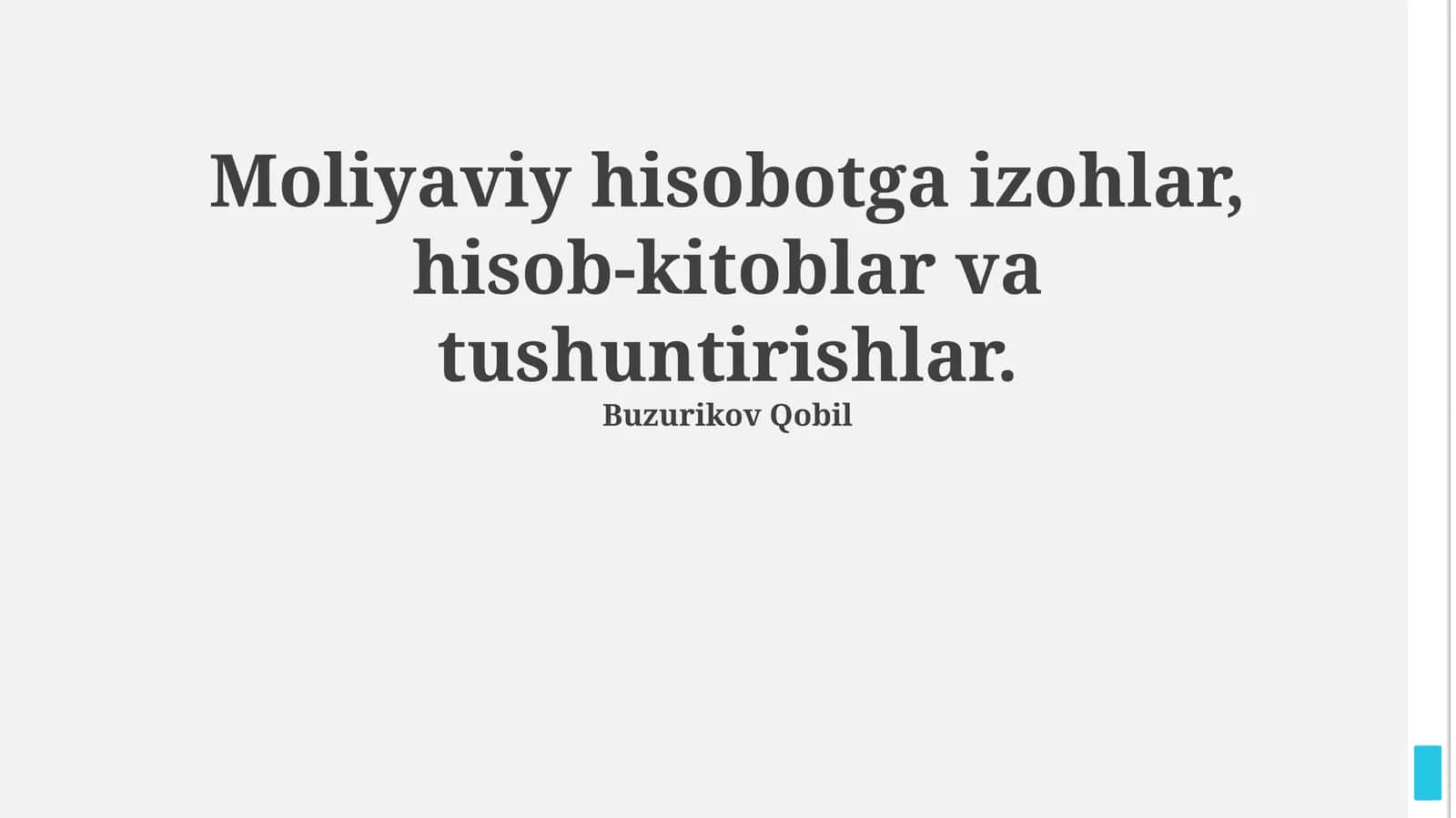 Moliyaviy Hisobotlarga Kirish