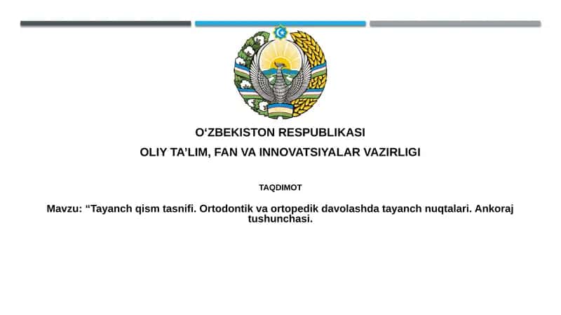 Tayanch qism tasnifi va ortodontik davolash