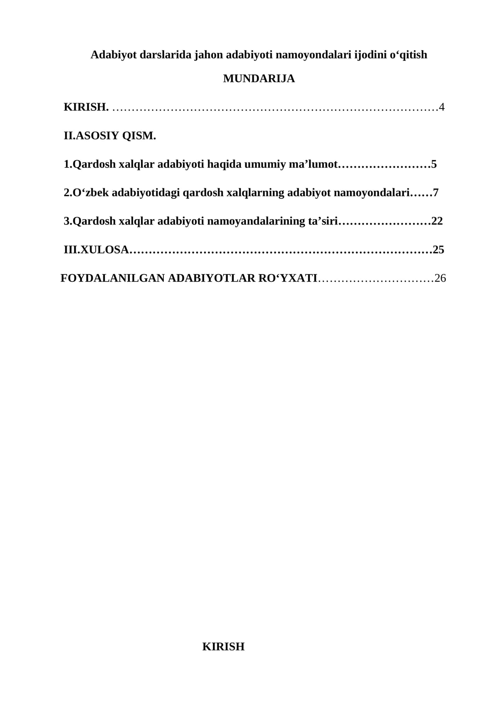 Adabiyot darslarida jahon adabiyoti namoyondalari ijodini o‘qitish