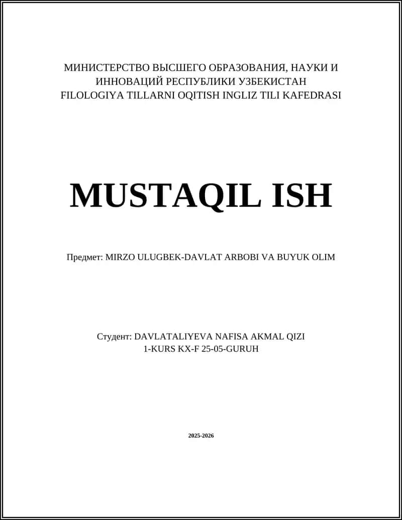 MIRZO ULUGBEK-DAVLAT ARBOBI VA BUYUK OLIM