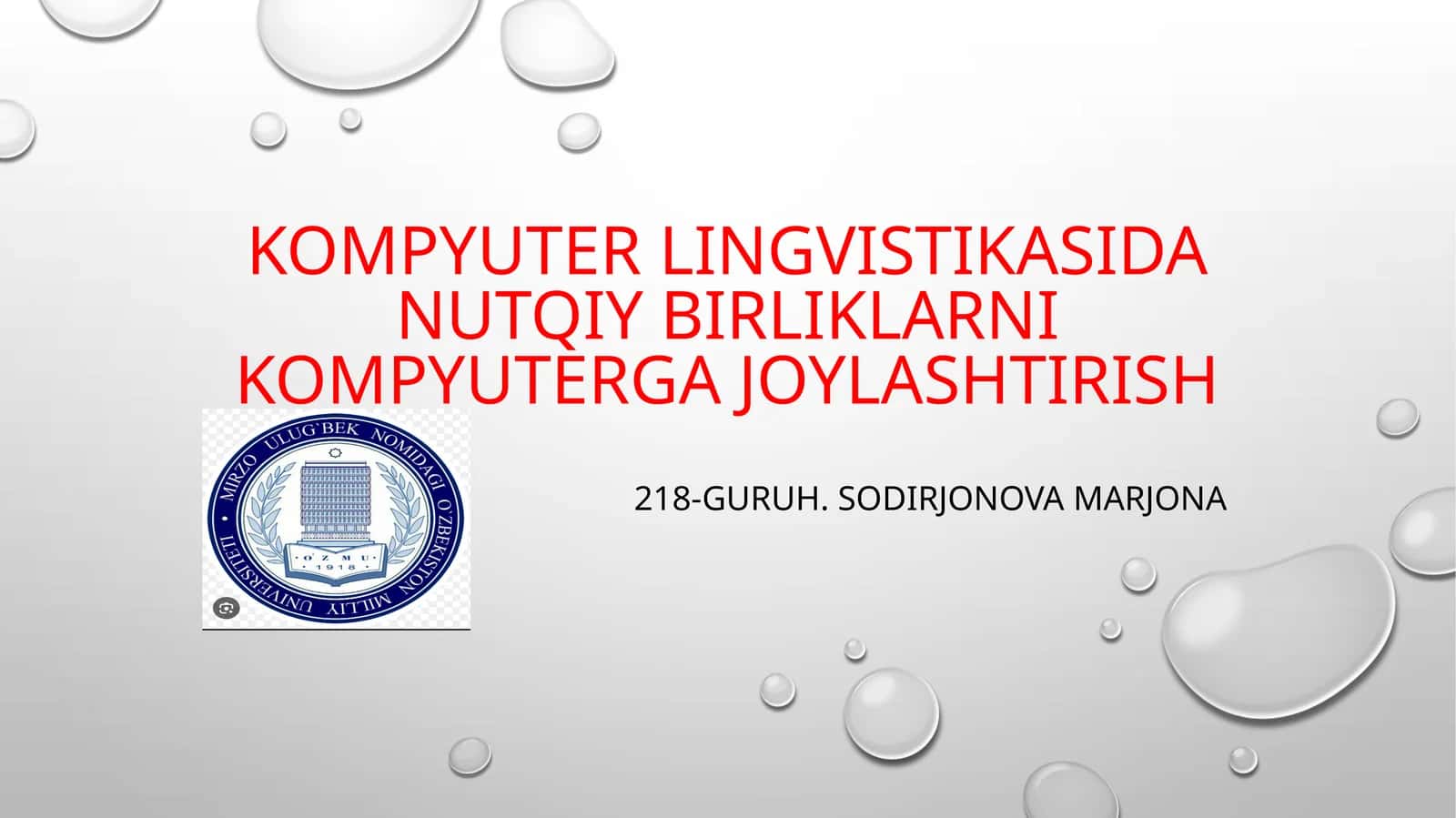 Kompyuter lingvistikasida nutqiy birliklarni kompyuterga joylashtirish