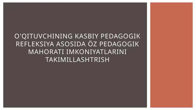 Pedagogik refleksiya asoslari