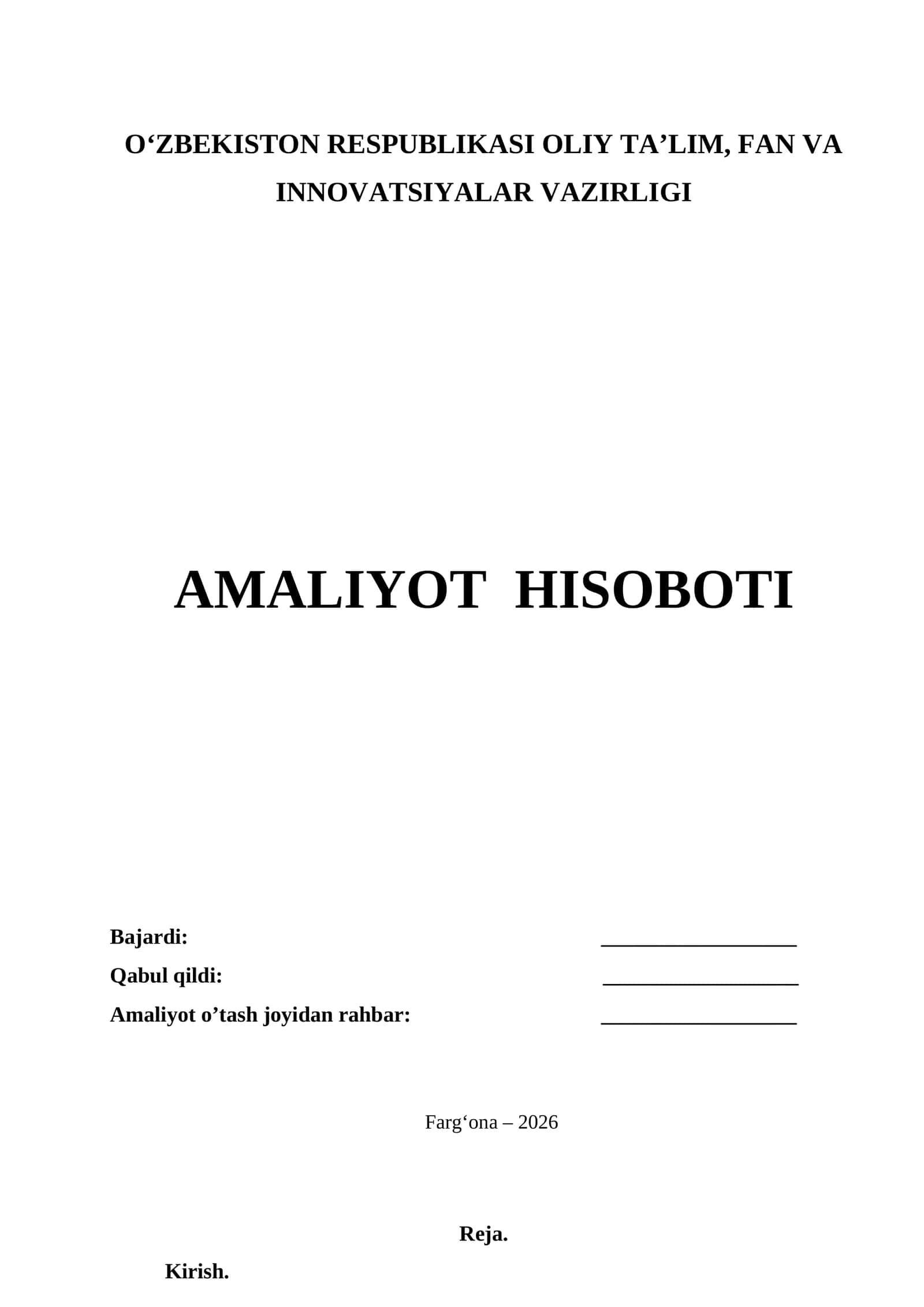 AMALIYOT HISOBOTI
