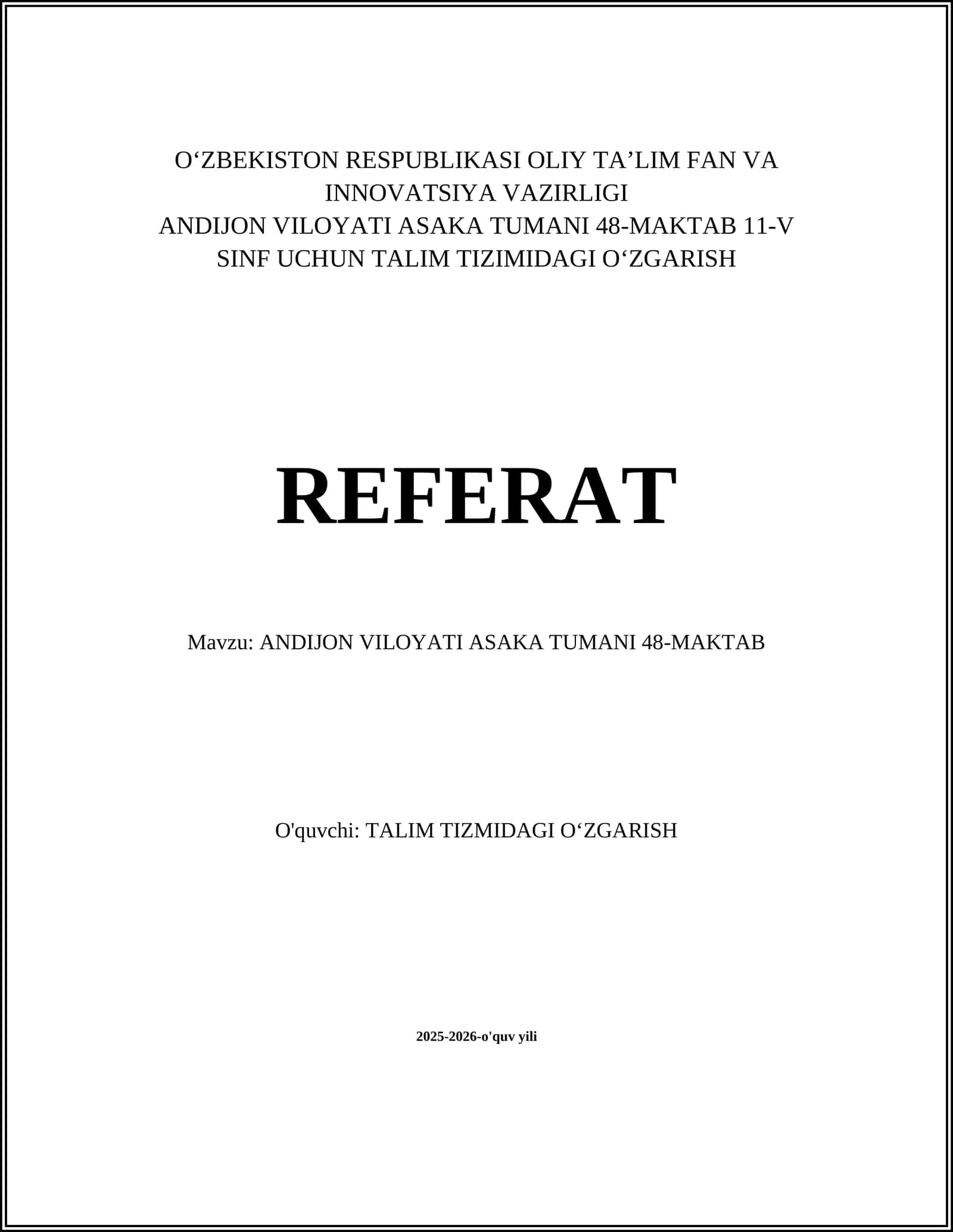 ANDIJON VILOYATI ASAKA TUMANI 48-MAKTAB