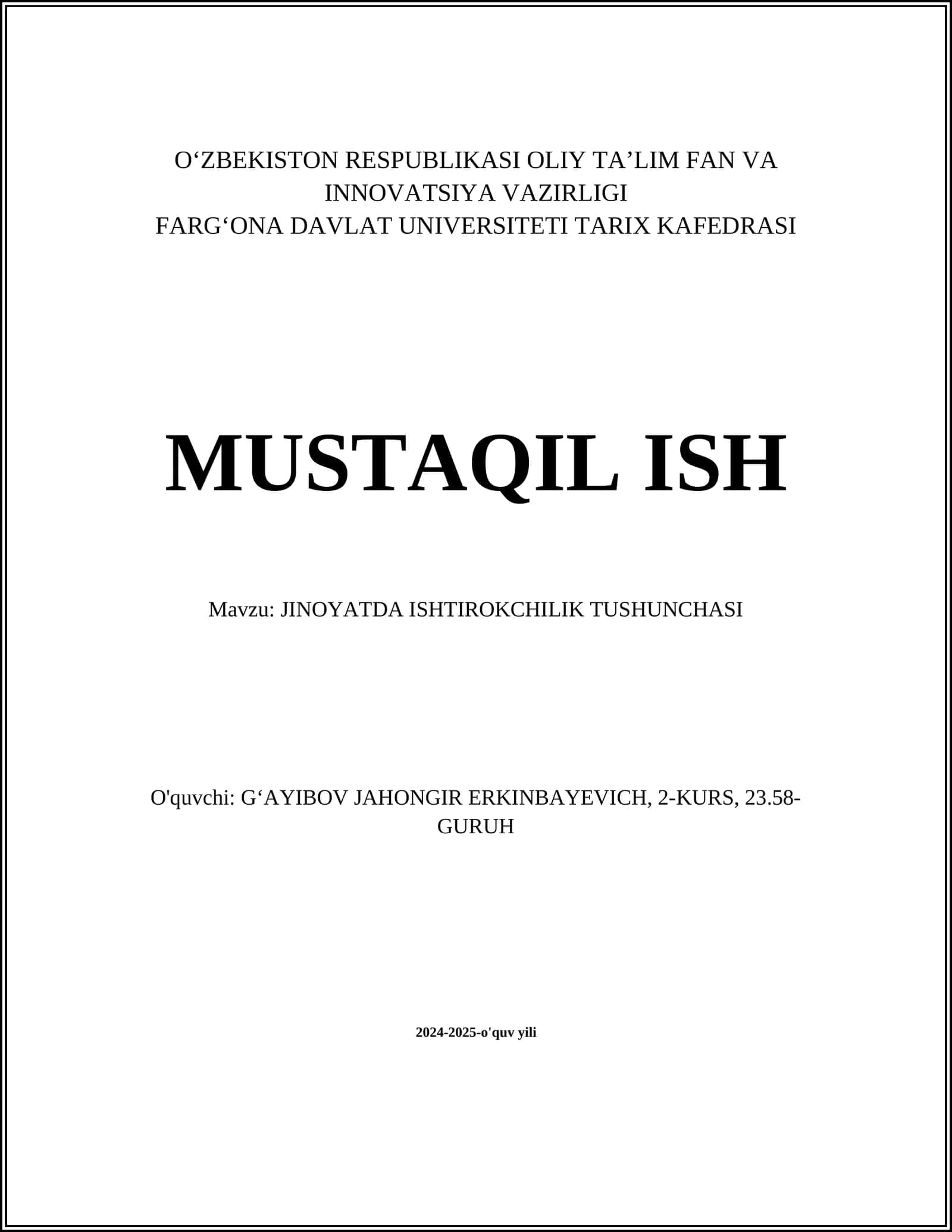 JINOYATDA ISHTIROKCHILIK TUSHUNCHASI