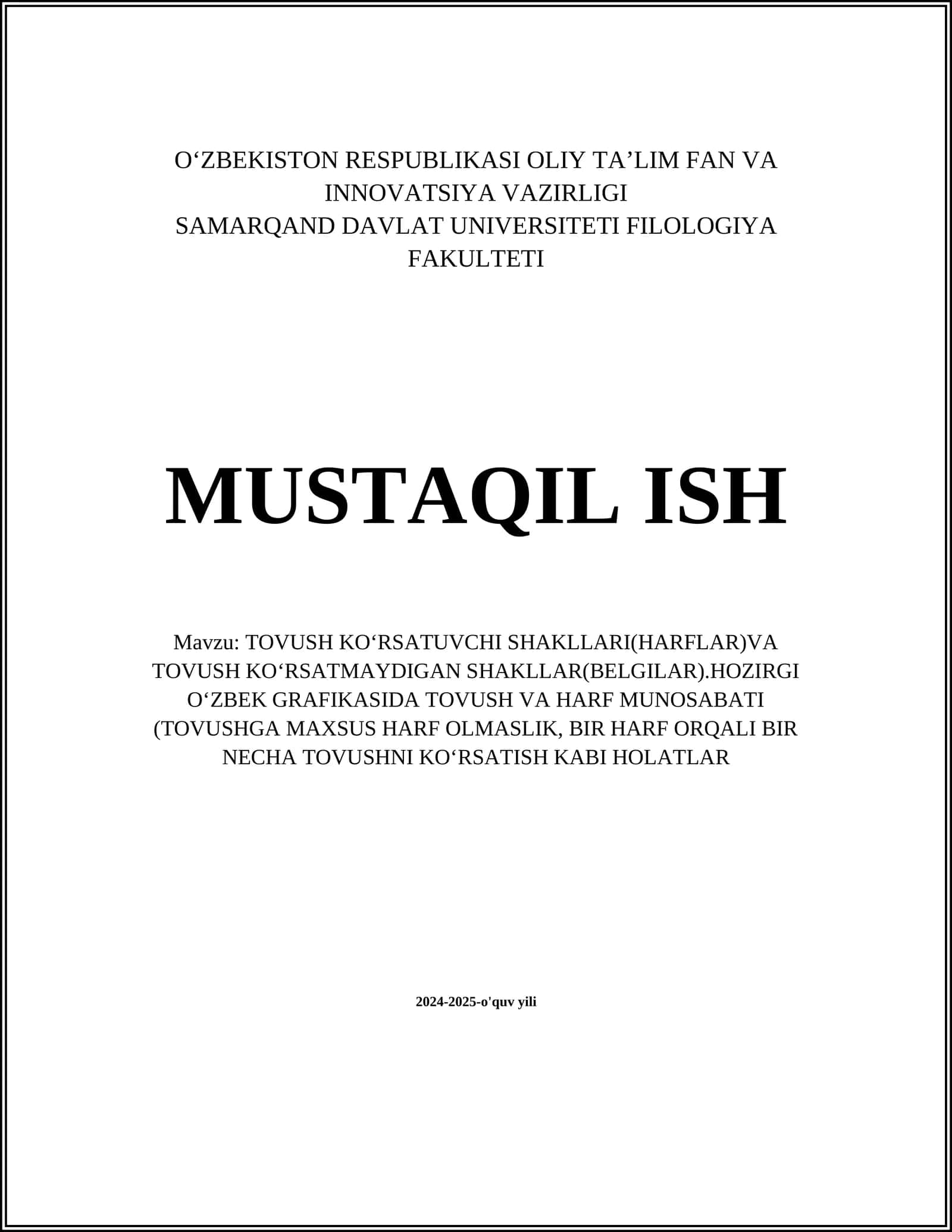 Tovush ko'rsatuvchi shakllar va ularning o'ziga xosligi