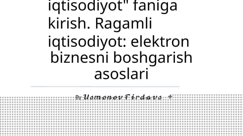 Ragamli iqtisodiyot: elektron