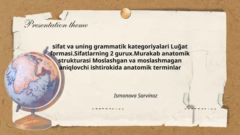 sifat va uning grammatik kategoriyalari Luğat formasi