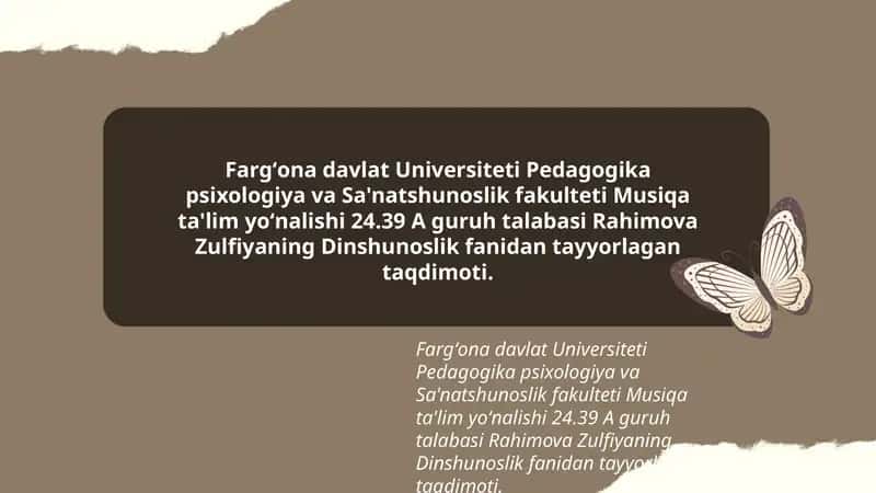 Dinshunoslik fanidan tayyorlagan taqdimot