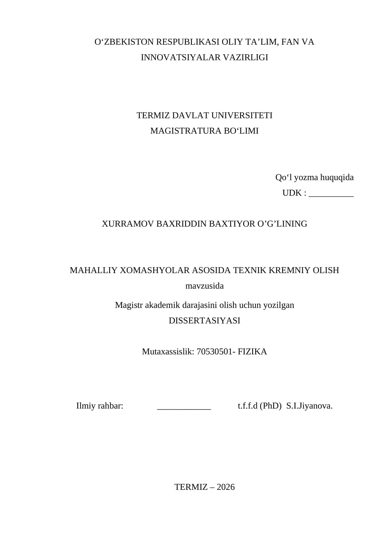 Texnik kremniy oluvchi mahsulotlar