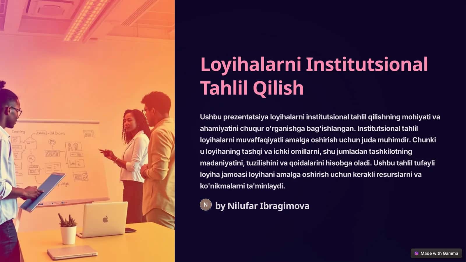 Loyihalarni Institutsional Tahlil Qilish