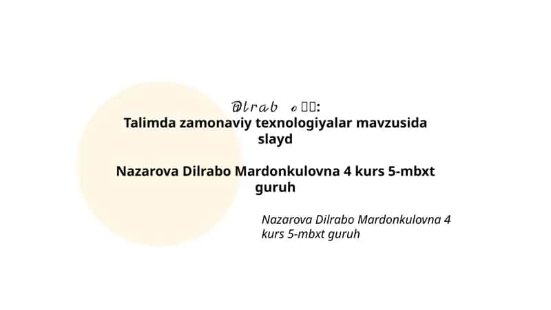 Zamonaviy ta'lim texnologiyalari