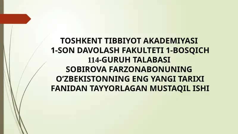 O'zbekistonning eng yangi tarixi